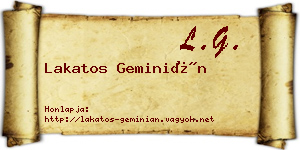 Lakatos Geminián névjegykártya